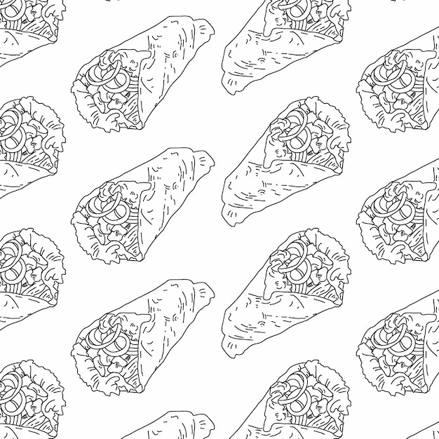 Shawarma Kebab pattern fast food Seamless pattern