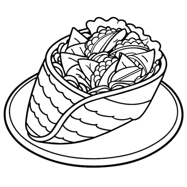 Shawarma outline illustration coloring book page line art drawing