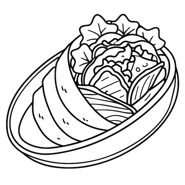 Shawarma outline illustration coloring book page line art drawing