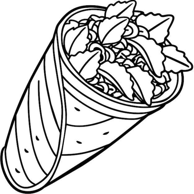 Shawarma outline illustration coloring book page line art drawing