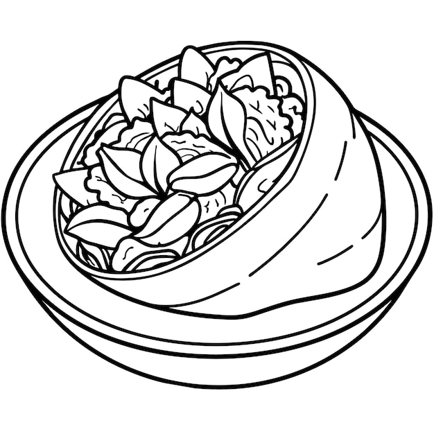 Shawarma outline illustration coloring book page line art drawing