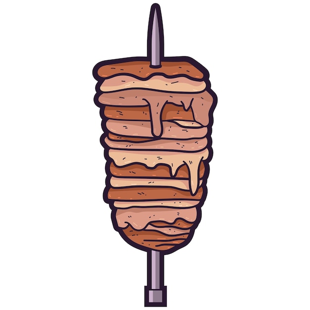 Shawarma skewer vector cartoon illustration isolated on a white background