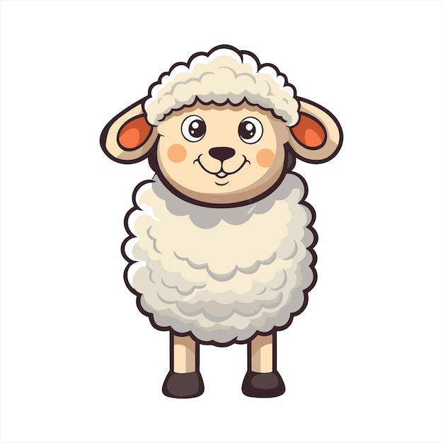 Sheep Cute Funny Cartoon Kawaii Clipart Colorful Watercolor Animal Pet Sticker Illustration