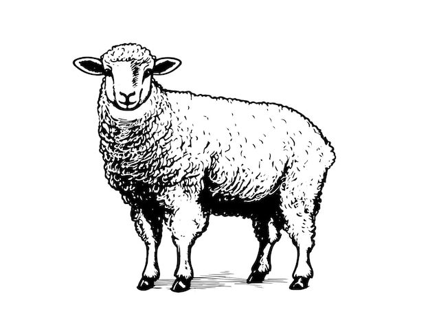 Sheep hand drawn illustrations vector