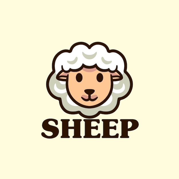 Sheep head cartoon mascot character logo design