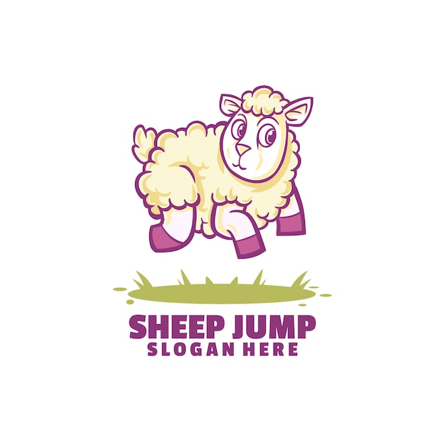 Sheep jump logo isolated on white