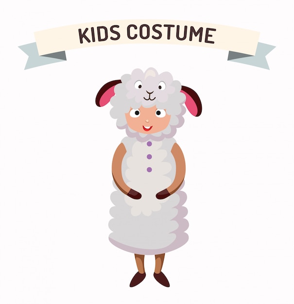 Sheep kid costume isolated vector illustration