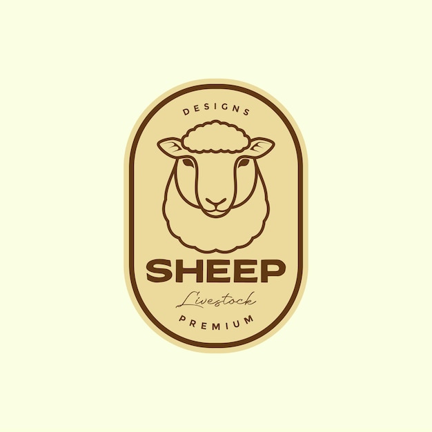 Sheep line badge vintage logo design vector graphic symbol icon illustration creative idea