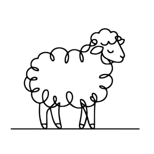 Sheep line icon Outline vector illustration of sheep isolated on white background