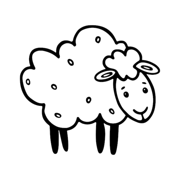 Sheep outline doodle Cute Lamb in cartoon style for coloring book for kids Premium Vector