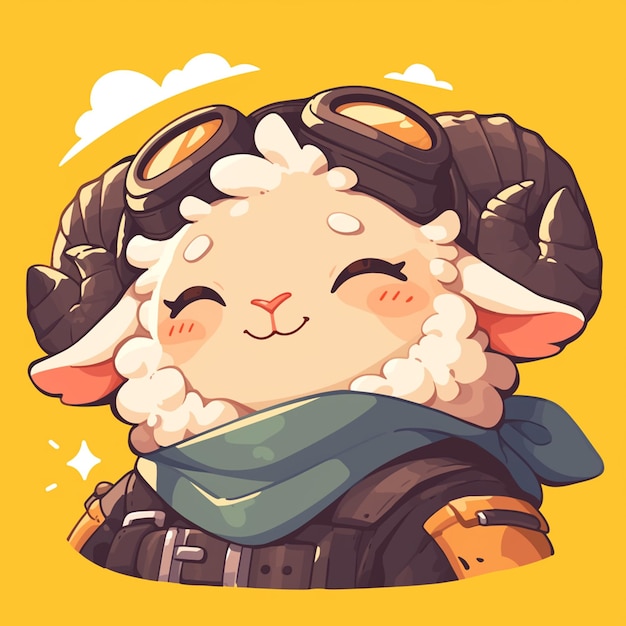 A sheep pilot cartoon style