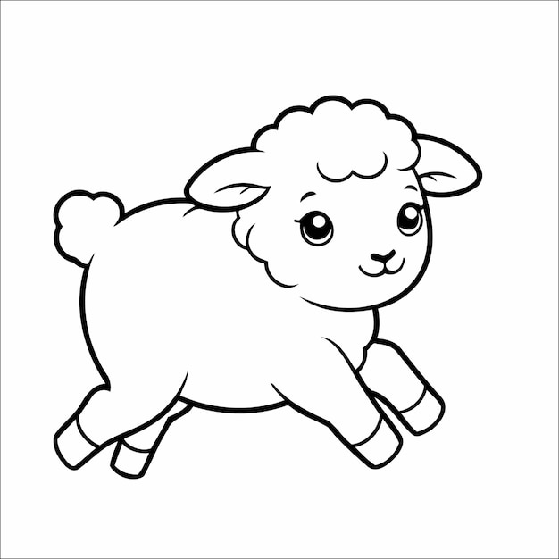 Sheep Running Vector Coloring Book for Kids