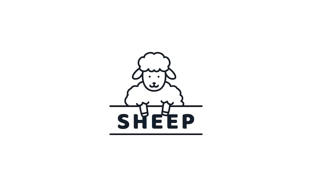 Sheep  smile happy with banner cute cartoon logo vector  illustration