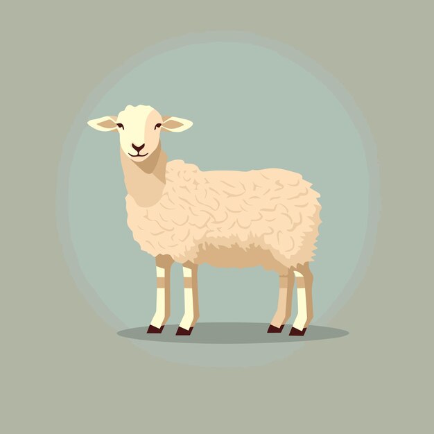 A sheep standing in a circle on a gray background