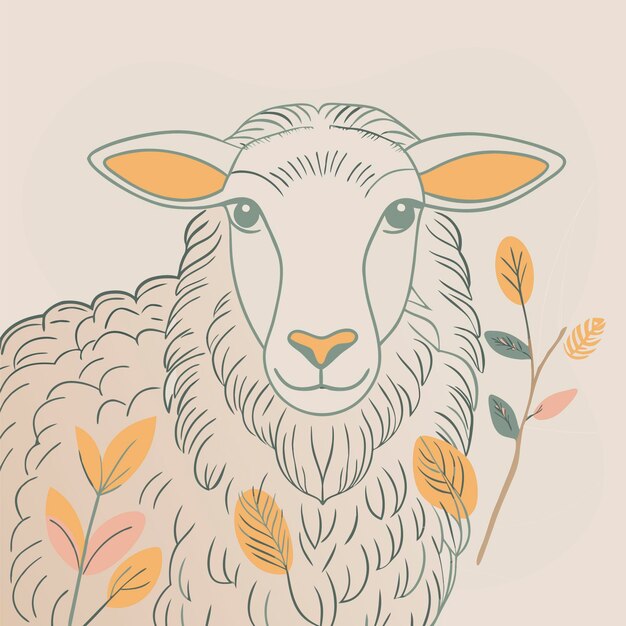 Vector sheep vector illustration pastel color