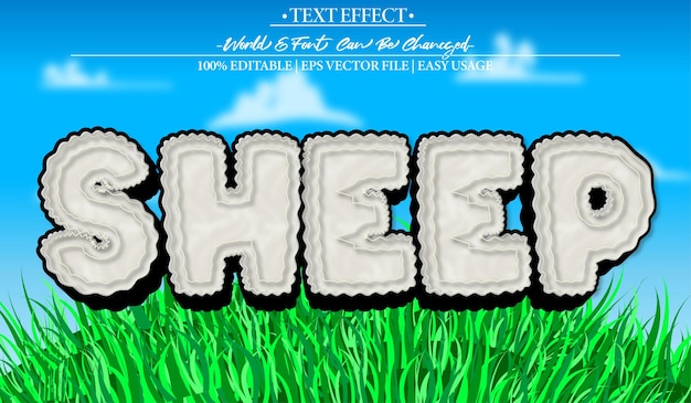 Vector sheep vector text effect editable alphabet animal farm ewe grass