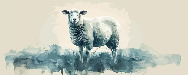 Vector sheep in watercolor style vector simple illustration