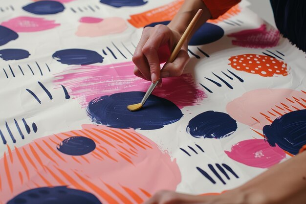 Vector a sheet that is designed with colorful circles and in the style of light magenta and navy playful br