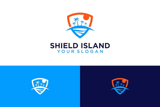 sheild logo design with island