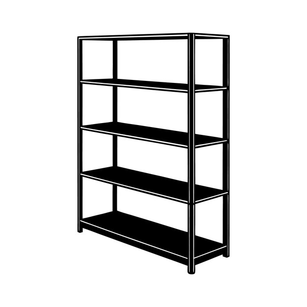 Vector a shelf with empty shelves shelving unites on silhouette with white background