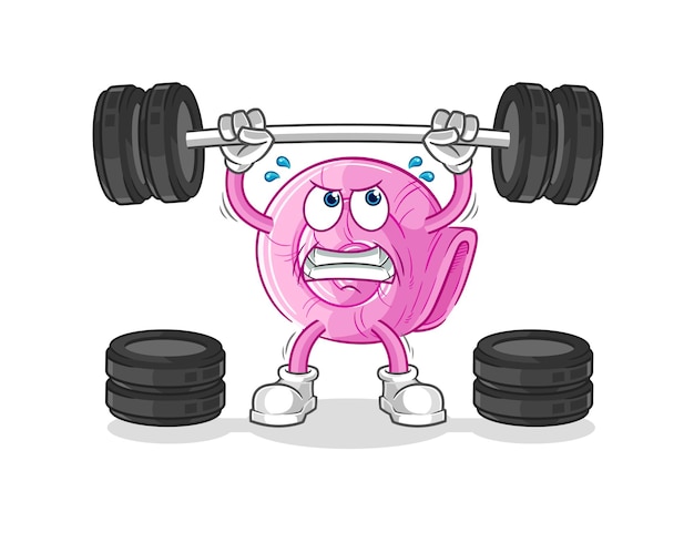 Shell lifting the barbell character cartoon mascot vector