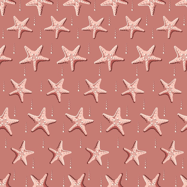 Shells corals starfish seamless pattern background