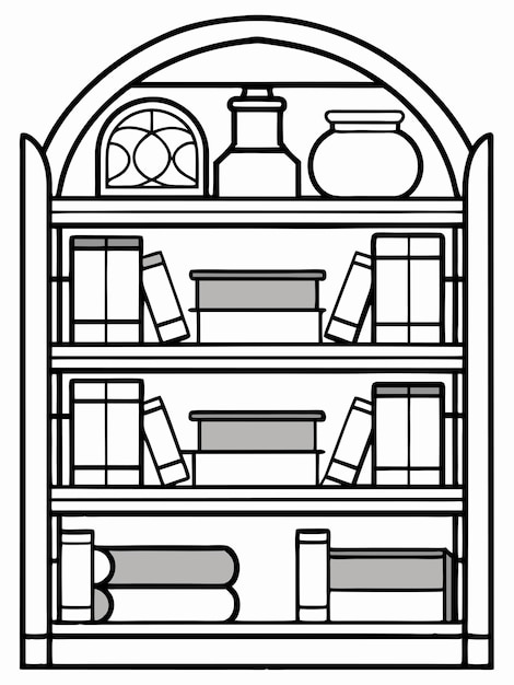 Vector shelves coloring book pages for children and adults with vector design