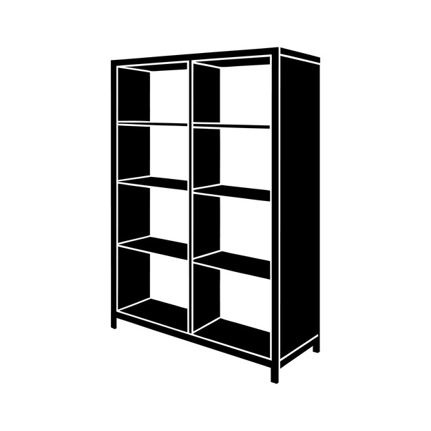 Vector shelving unites on silhouette with white background