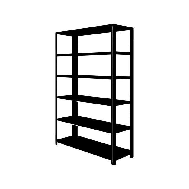 Vector shelving unites on silhouette with white background