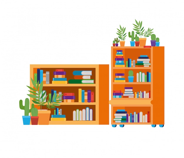 Shelving with books