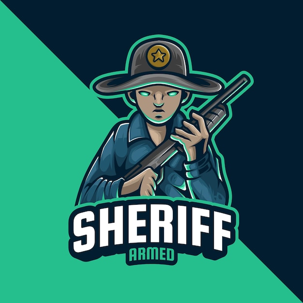 Sheriff Armed Mascot Logo