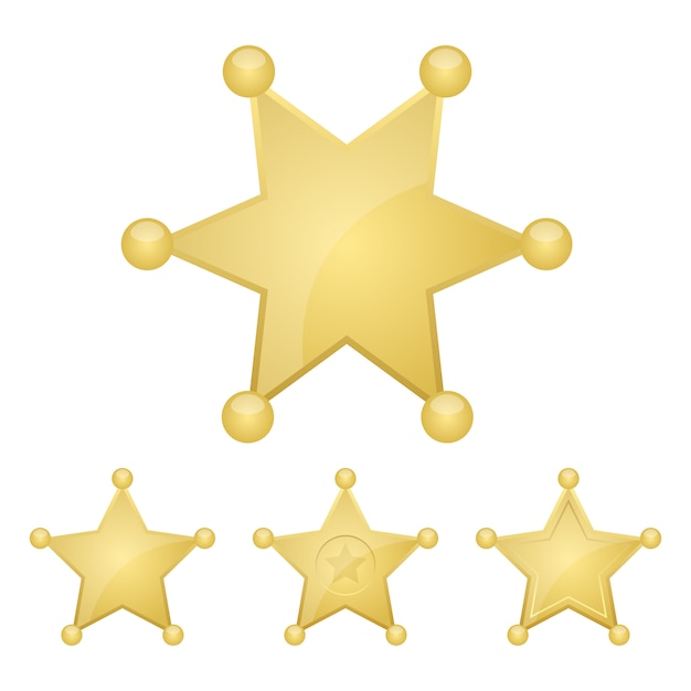 Sheriff golden star badge   illustration on white background