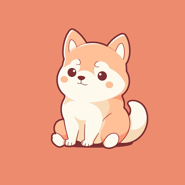 Shiba inu dog cartoon character on a pink background