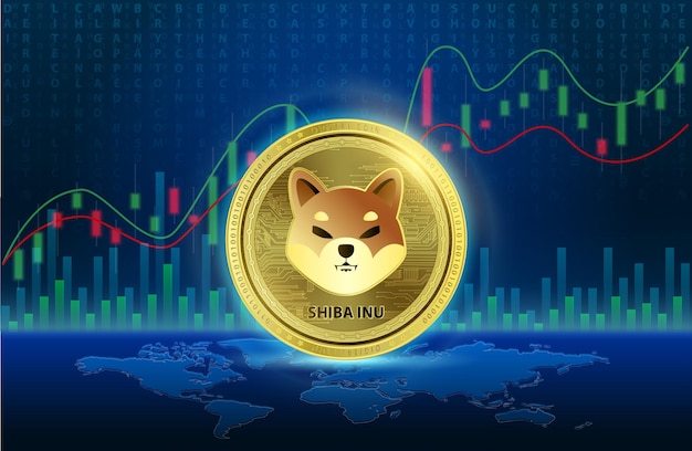 Shiba Inu (SHIB) coin gold Cryptocurrency blockchain Future digital replacement technology.