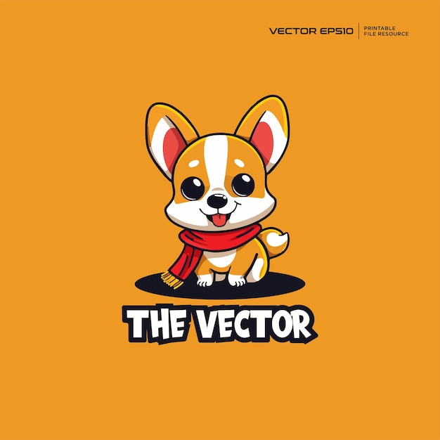 Shiba inu sitting vector logo character cartoon illustration eps10