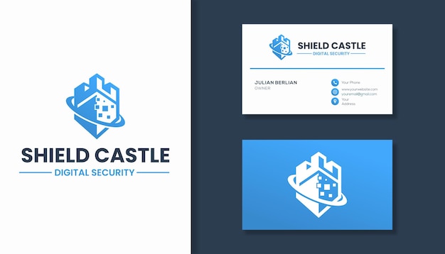 Shield and castle logo design