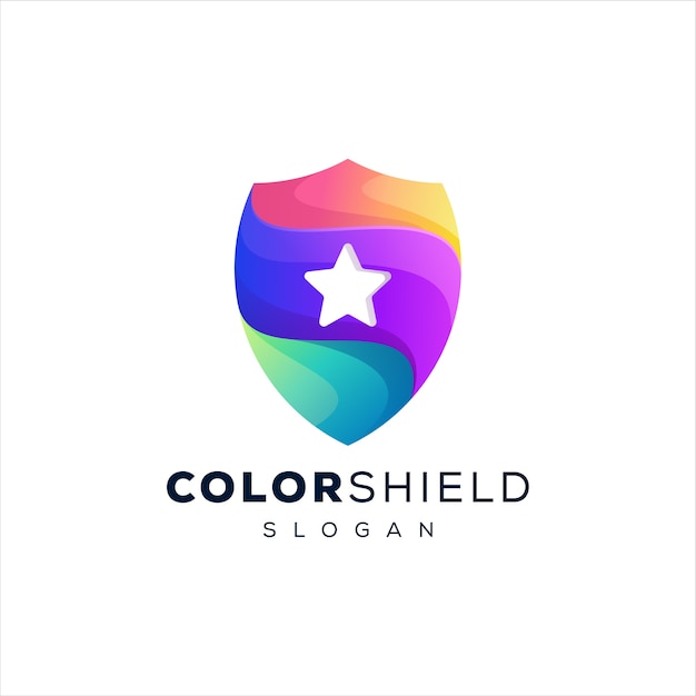 Shield color gradient logo design