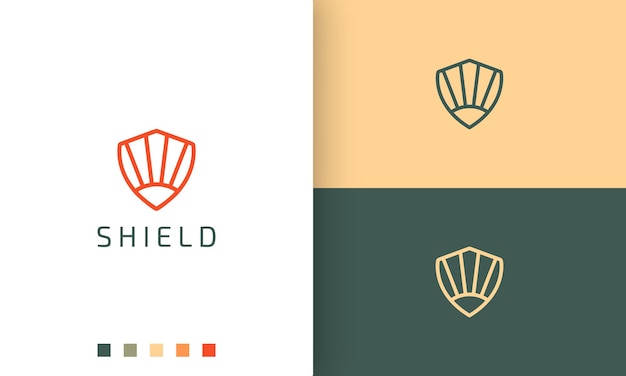 Shield or defense logo in simple mono line and modern style