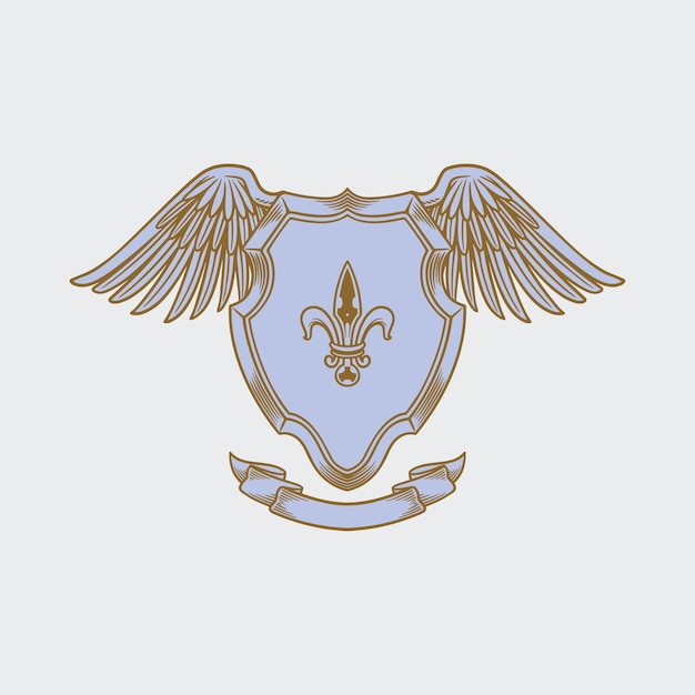 Shield Emblem Wing Illustration Vector