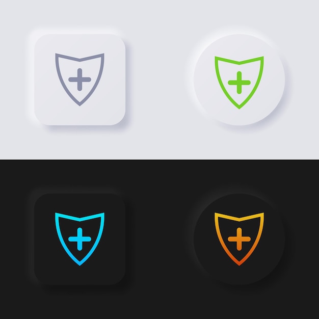 Shield icon set Multicolor neumorphism button soft UI Design for Web design Application UI and more Button Vector