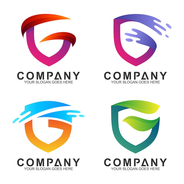 shield letter G business logo templates