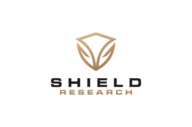 Shield logo design cyber data guard modern technology icon symbol line style luxury gold