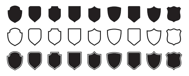 Shield logo protection security icon set