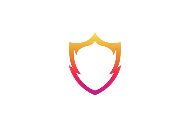 Shield logo template design with color gradient fire element