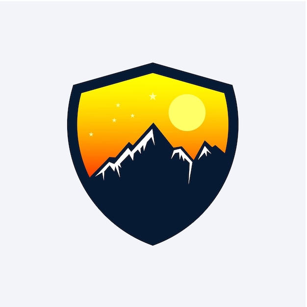 SHIELD AND MOUNTAIN ILLUSTRATION DESIGN