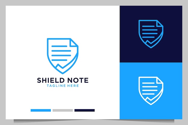 Shield note security logo design