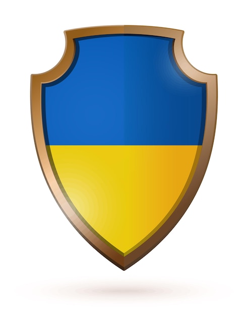 Shield painted in the color of the flag of Ukraine