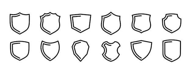 Shield protection and security symbol set illustration