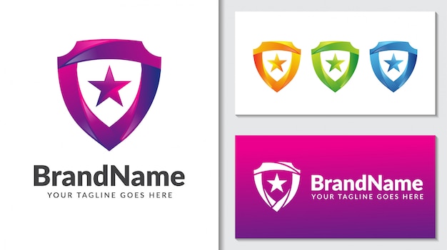 shield protection star gradient logo template