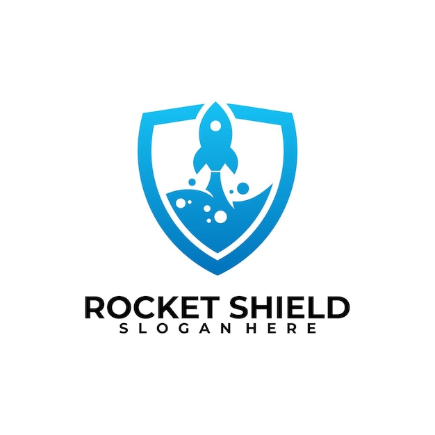 Shield rocket logo vector design template